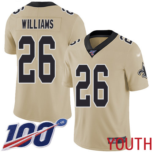 New Orleans Saints Limited Gold Youth P J  Williams Jersey NFL Football #26 100th Season Inverted Legend Jersey->youth nfl jersey->Youth Jersey